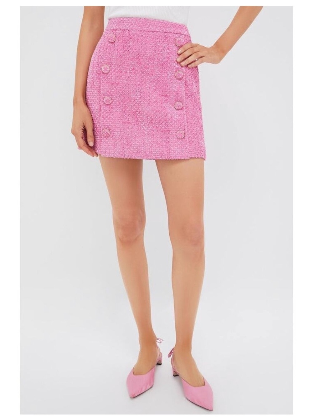 Tuckernuck Hyacinth House Pink Tweed Button-Front Mini Skirt